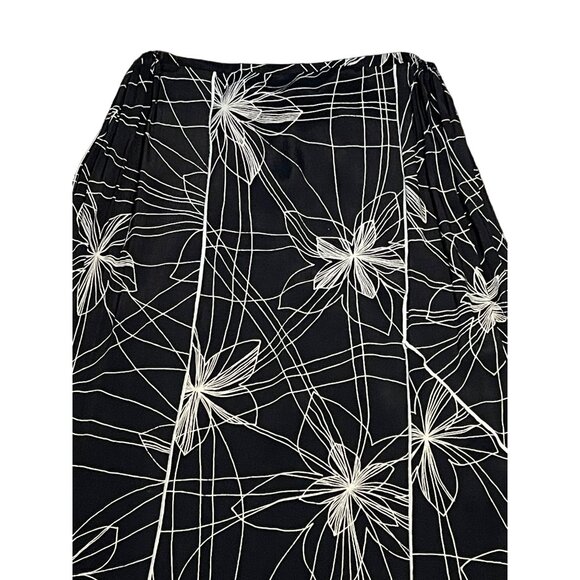 K.D. Spring Black & White Floral A-Line Midi Skirt With Elastic Waist Band Large - Picture 6 of 16